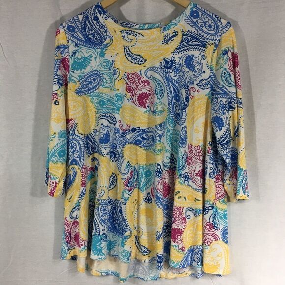 Jessica London NWT multi colored 3/4 length sleeves white with many patterns - Picture 6 of 9